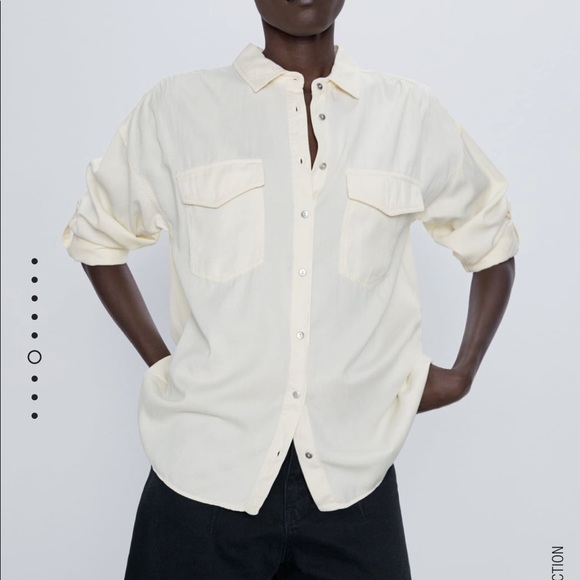 ZARA Basic Collared Shirt With Pockets - Picture 6 of 10